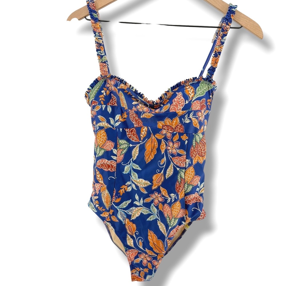 Summersalt The Mini-Ruffle Sweetheart Coast One-Piece Womens 4 Blue Floral Swim